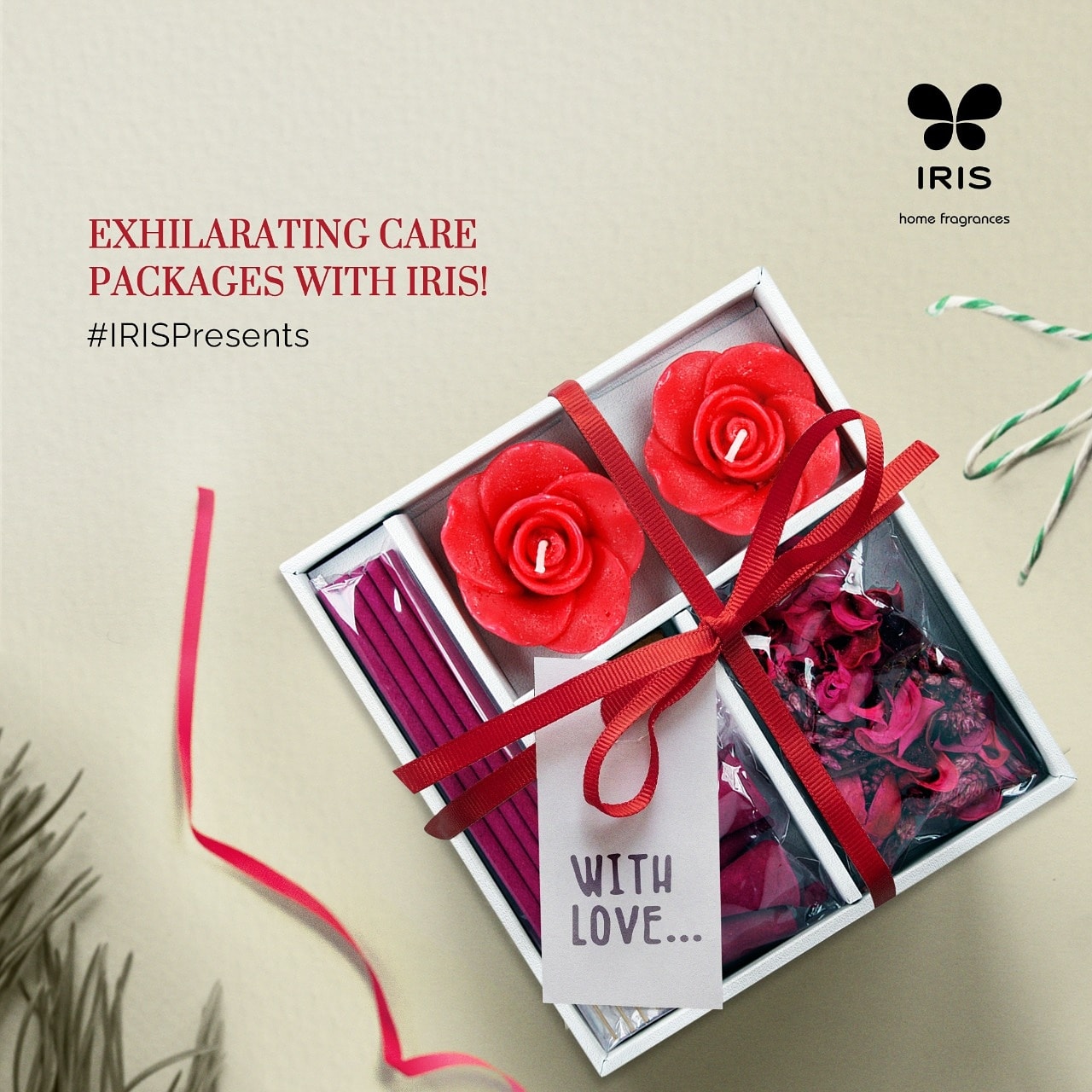 IRIS Rose Fragrance Gift Set Candle, Incense Sticks & Potpourri