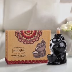 Amogha Backflow Incense Cone Holder with Incense Cones – Tea Pot Design